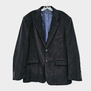 Michael Brandon Blazer Jacket 44 XL Black Corduroy Lined 2 Button Double Vented
